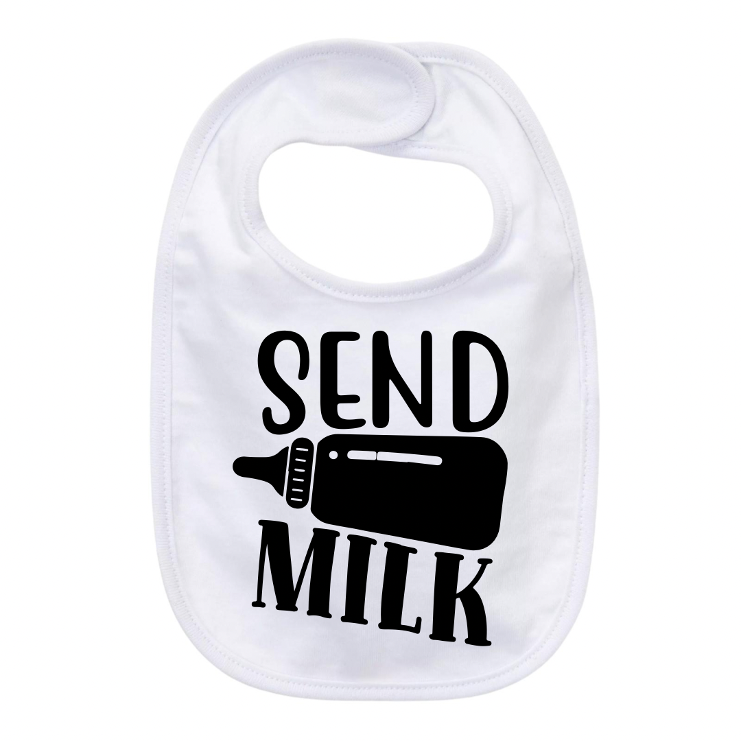 “SEND MILK” BABY BIB