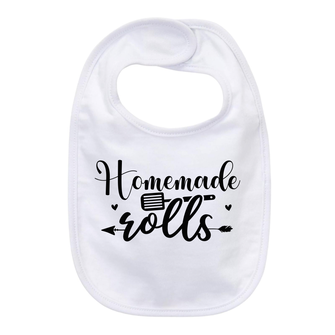 “HOMEMADE ROLLS” BABY BIB