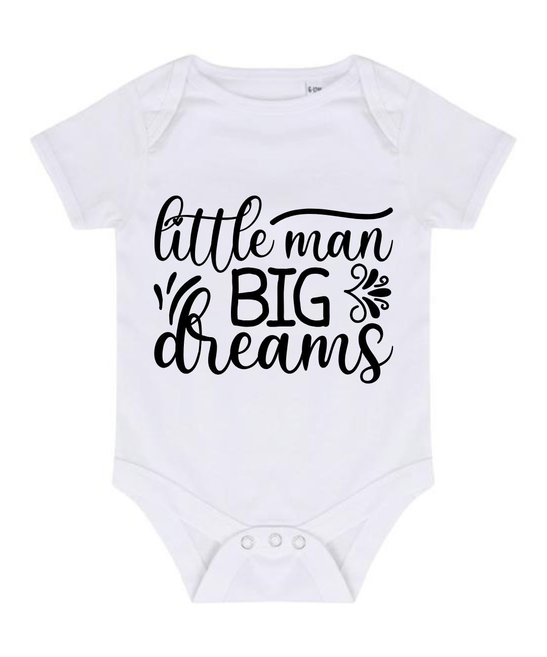 “LITTLE MAN BIG DREAMS” BABY VEST BODYSUIT