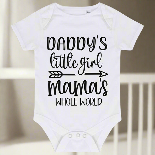 “DADDYS LITTLE GIRL MAMAS WHOLE WORLD” BABY VEST BODYSUIT