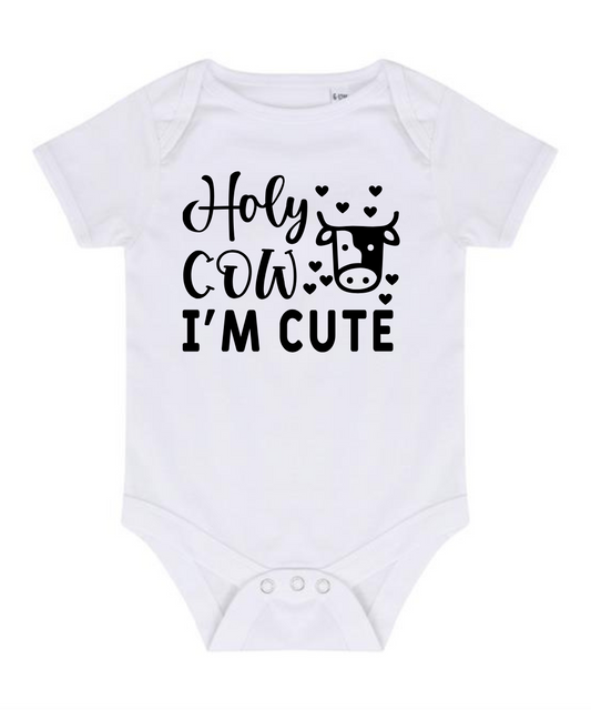 “HOLY COW I’M CUTE” BABY VEST BODYSUIT