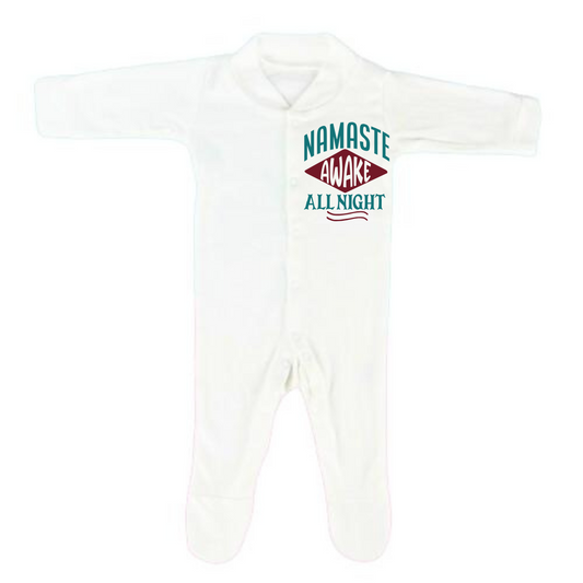 “NAMASTE AWAKE ALL NIGHT BABYGROW