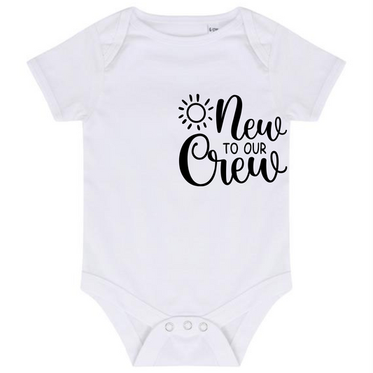 “NEW TO THE CREW”BABY VEST BODYSUIT
