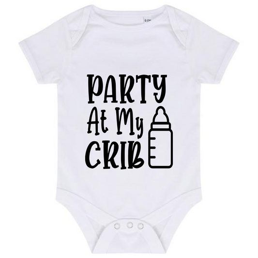 “PARTY AT MY CRIB” BABY VEST BODYSUIT