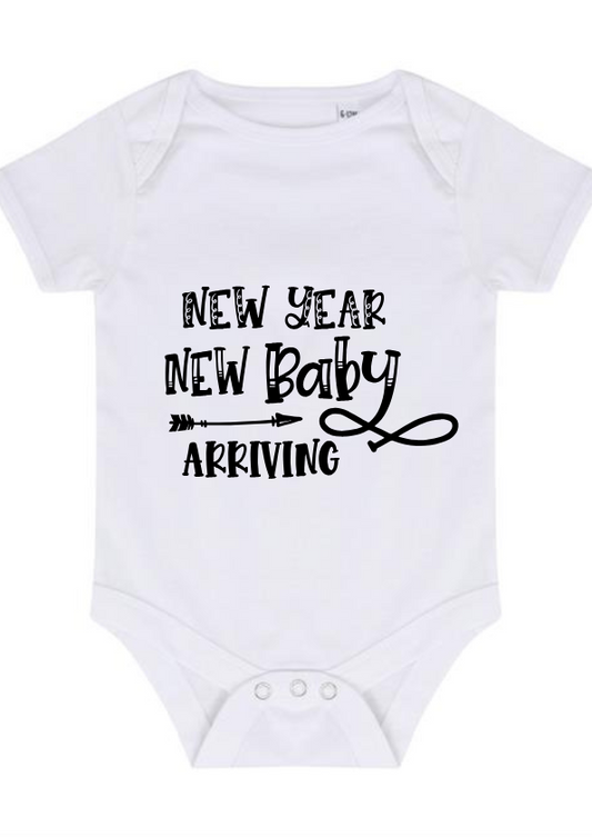 “NEW YEAR NEW BABY ARRIVING” BABY VEST BODYSUIT