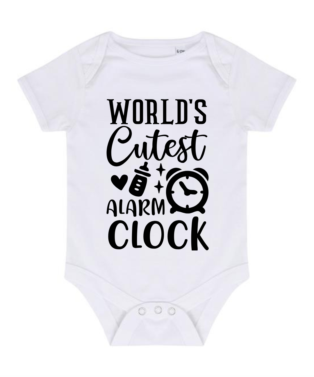 “WORLD’S CUTEST ALARM CLOCK” BABY VEST BODYSUIT