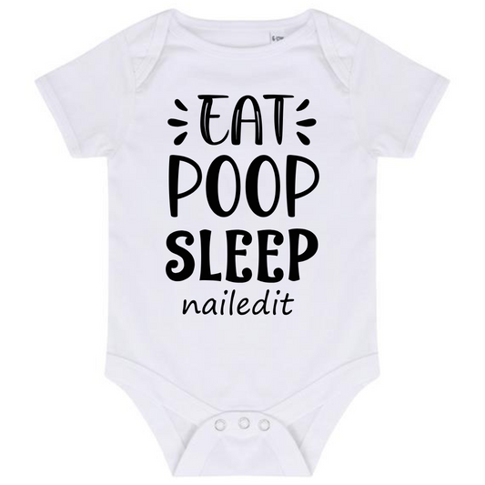 “EAT POOP SLEEP NAILED IT” BABY VEST BODYSUIT