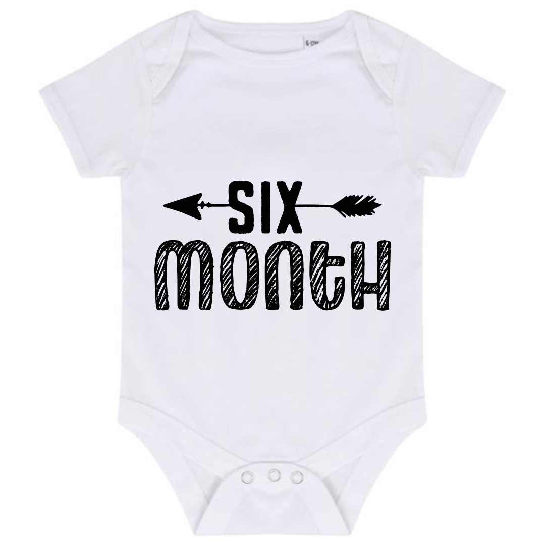 “SIX MONTHS” BABY VEST BODYSUIT