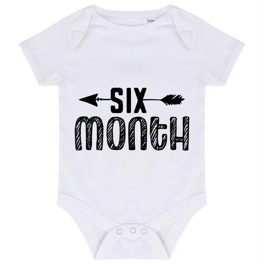 “SIX MONTHS” BABY VEST BODYSUIT