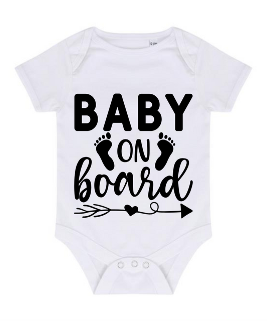 “BABY ON BOARD” BABY VEST BODYSUIT