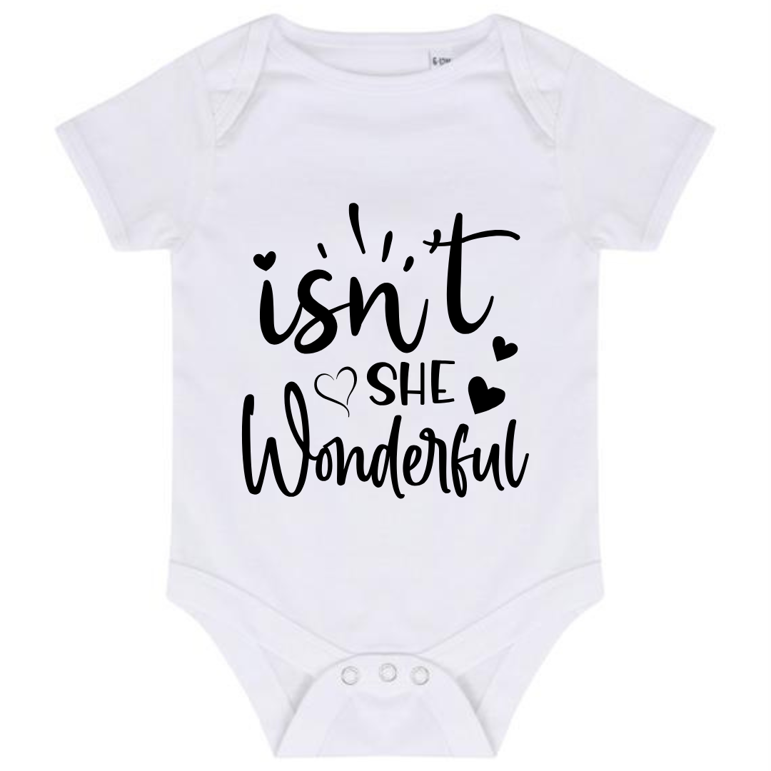 “ISN’T SHE WONDERFUL’ BABY VEST BODYSUIT