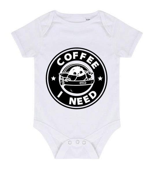 “COFFEE I NEED” BABY VEST BODYSUIT