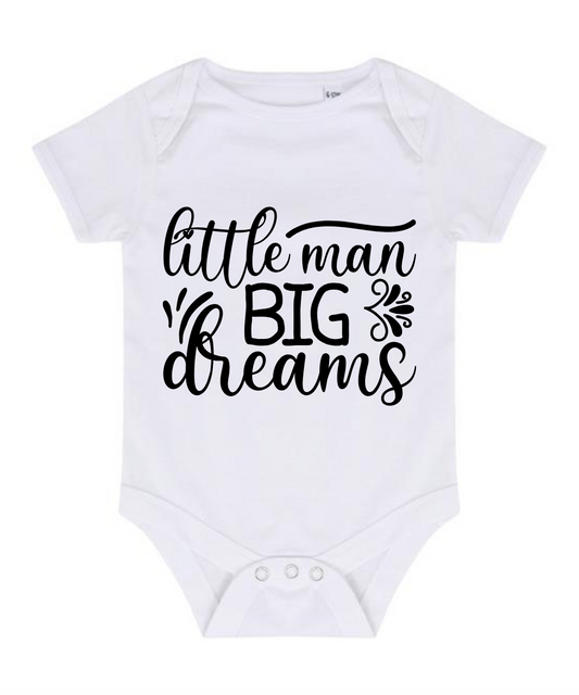 “LITTLE MAN BIG DREAMS” BABY VEST BODYSUIT