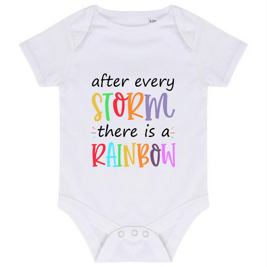 “AFTER EVERY STORM THERE IS A RAINBOW” BABY VEST BODYSUIT