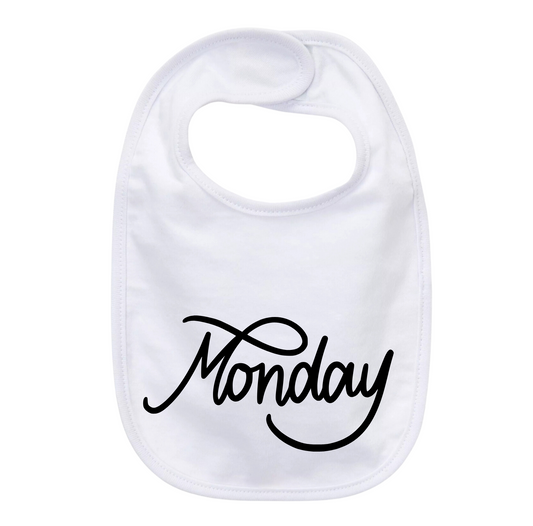 MONDAY-SUNDAY BIBS COTTON FRONT - PLASTIC BACK - WATERPROOF