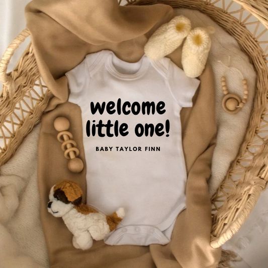 PERSONALISED WELCOME LITTLE ONE BABYVEST 0-24 months